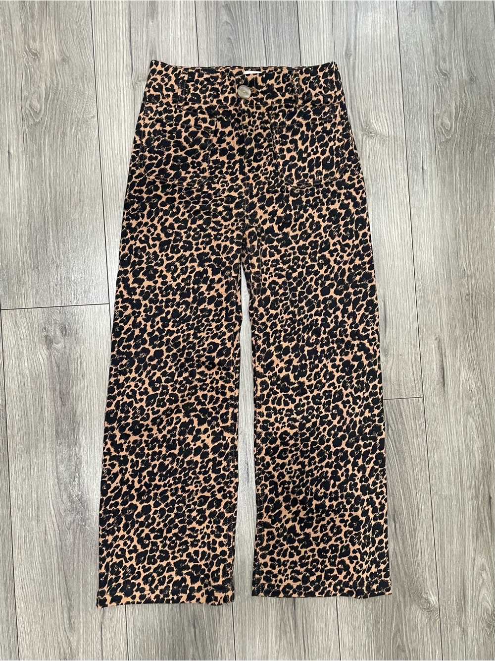 Anthropologie Maeve The Colette Leopard‎ Print Cropped High-Rise Wide-Leg Jeans